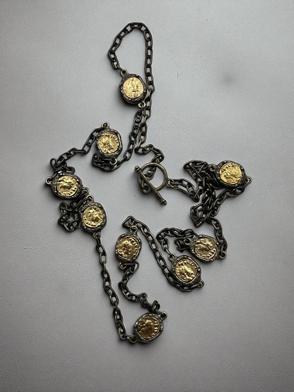 TAT 2 Tat2 Designs Mini Vintage Silver Tone Pavia Station Necklace